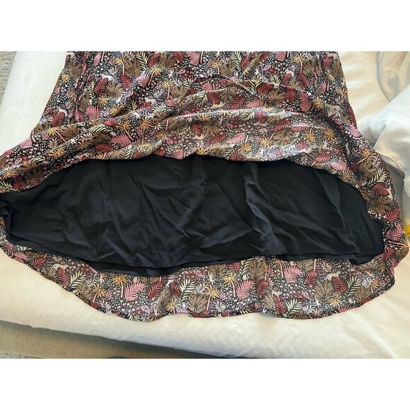 LOFT Paradise Lost Pintucked Side Tie Jungle Print Short Sleeve Mini Dress Sz M - Picture 13 of 14